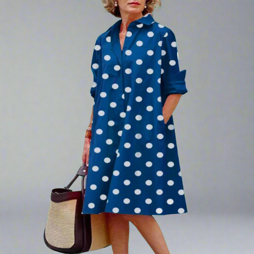 Fabiola™ | Abito midi a pois fatto a mano