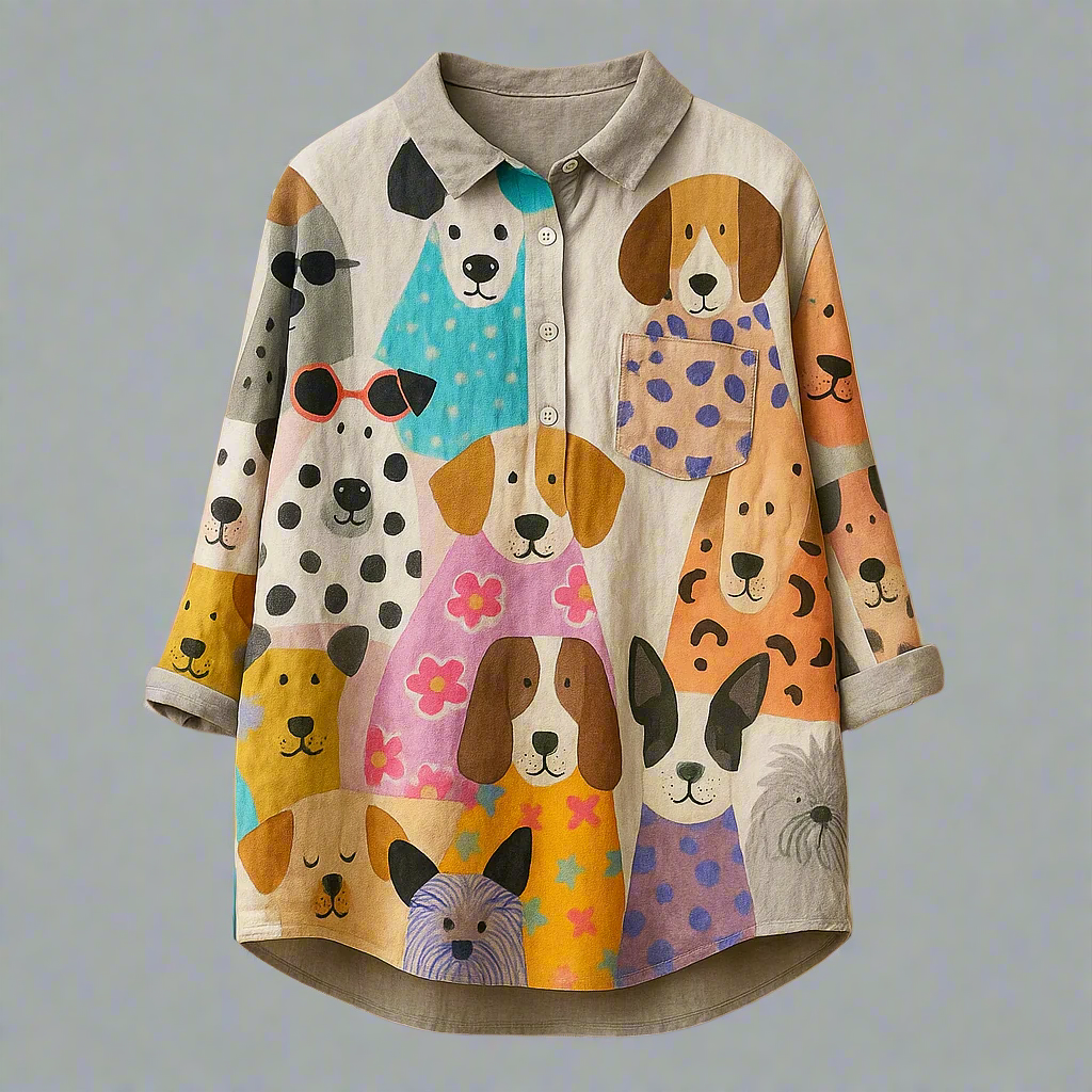 Malia™ | Blusa con fantasia a tema cani