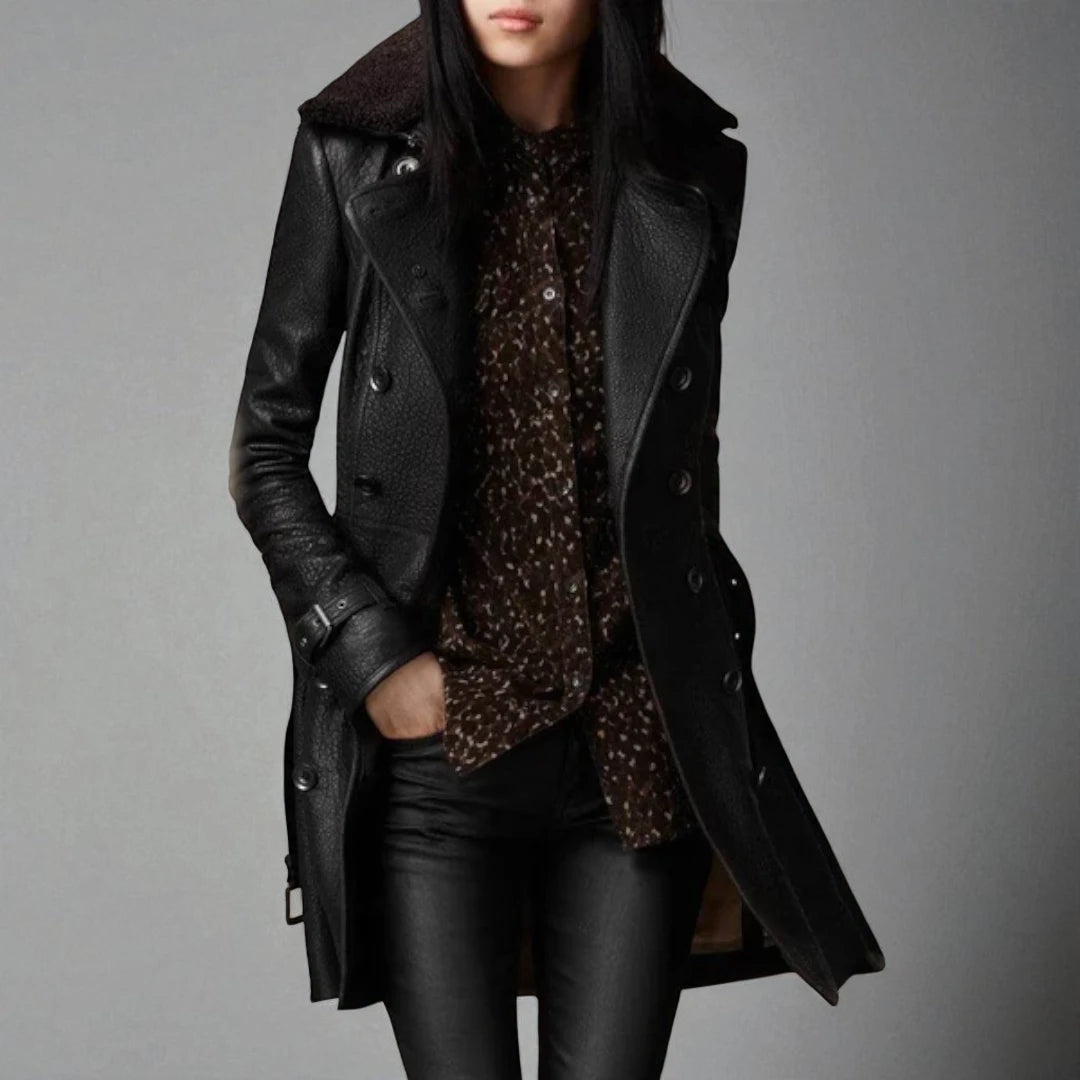 Cristina™ | Cappotto in pelle elegante