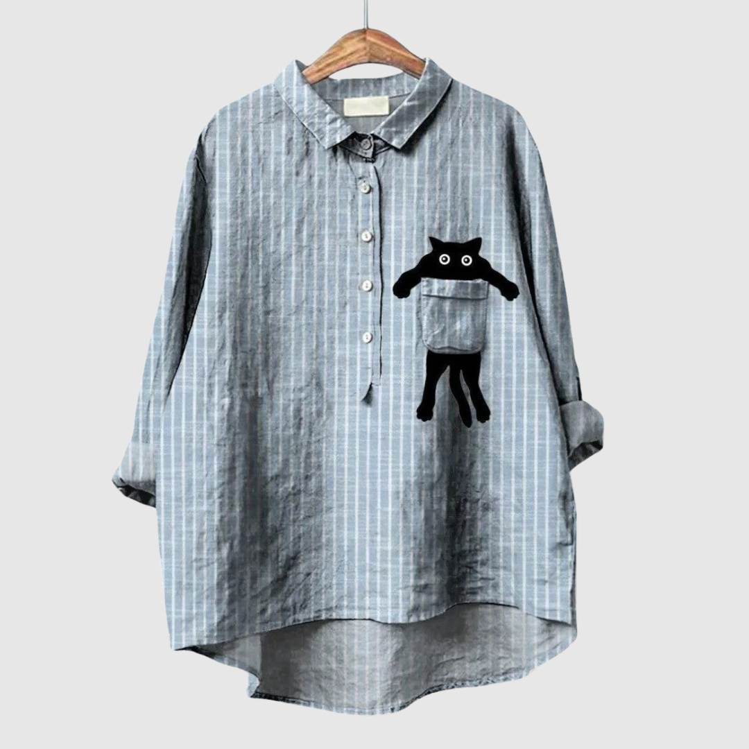 Mireille™ | Blusa vintage con gatto