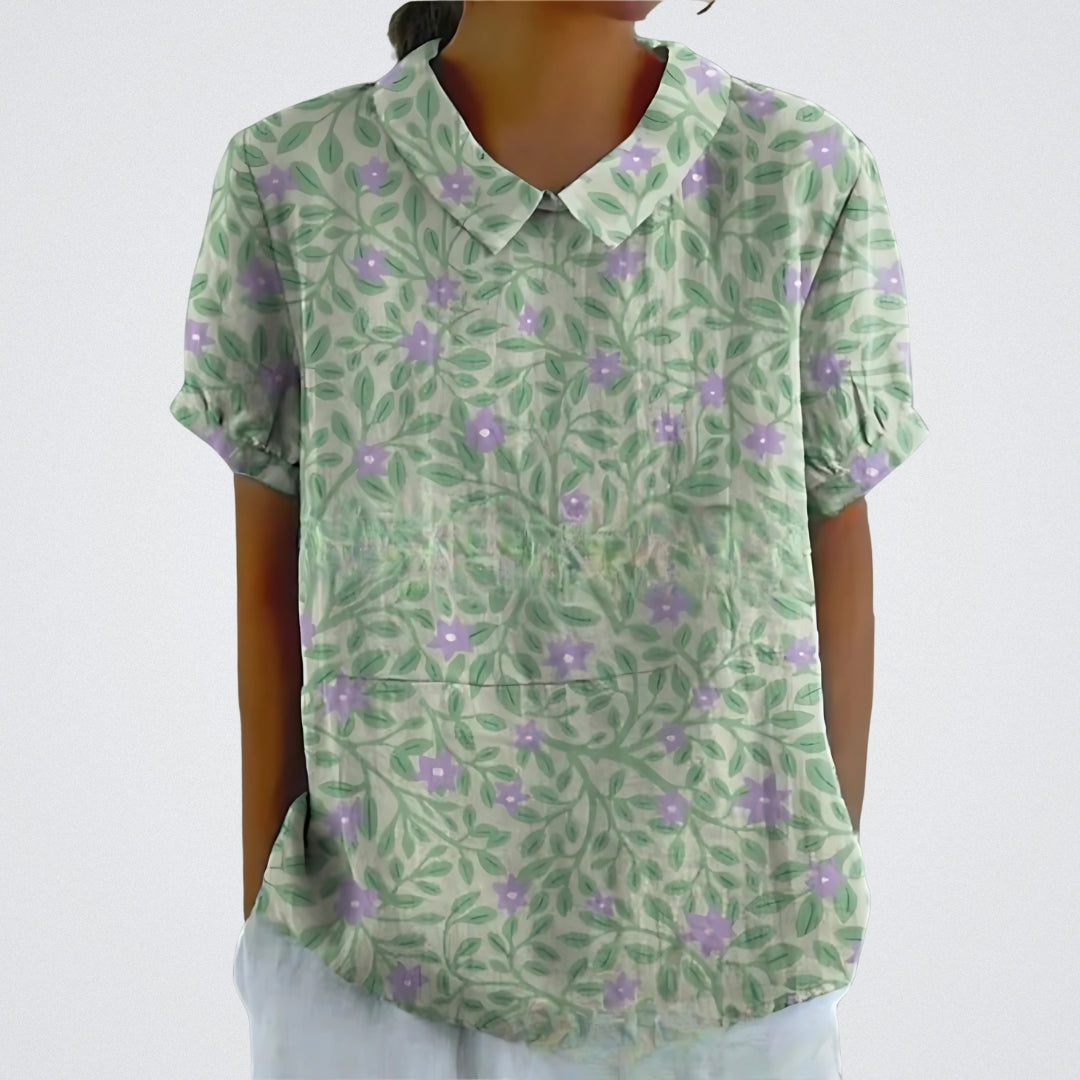 Maureen™ | Blusa floreale in lino