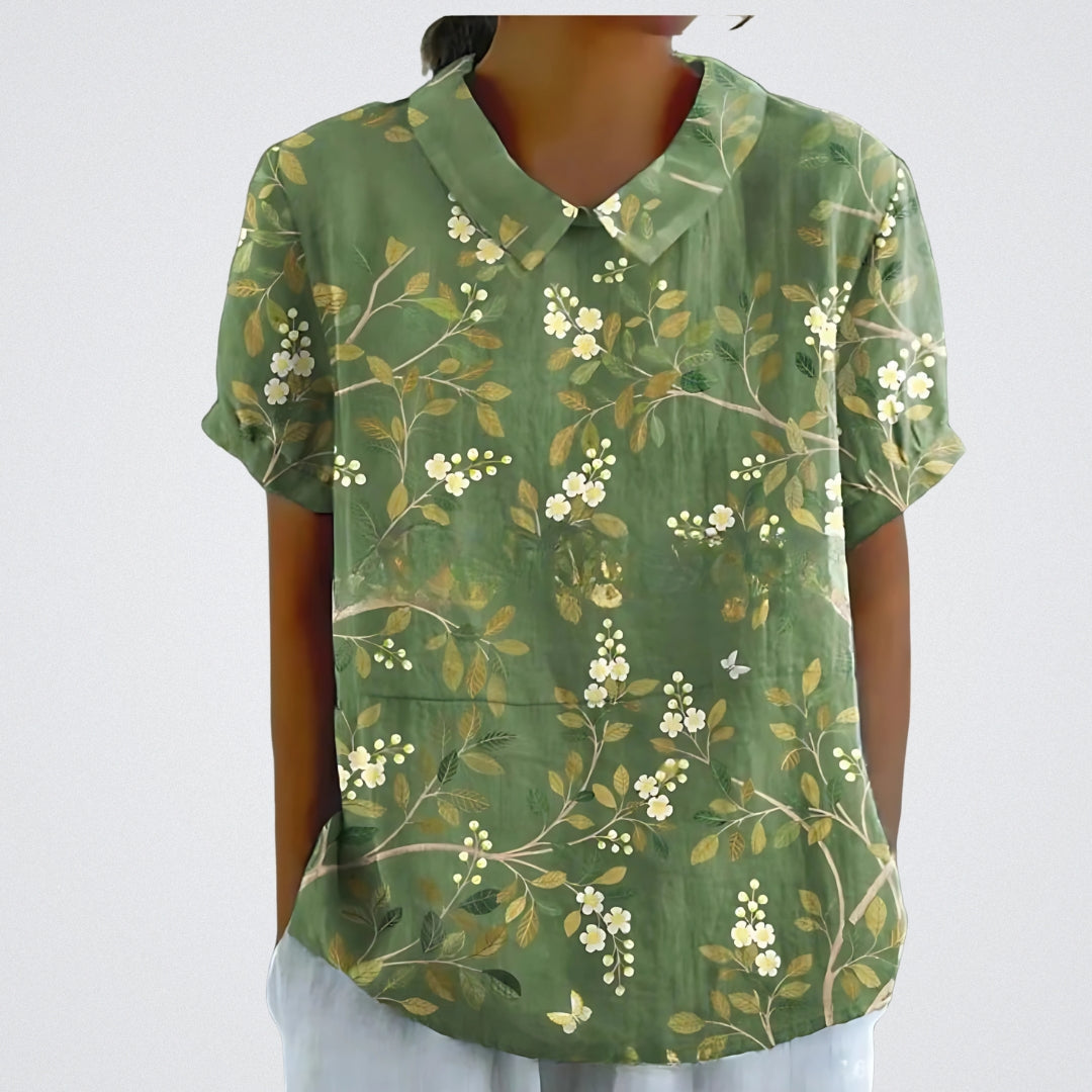 Maureen™ | Blusa floreale in lino