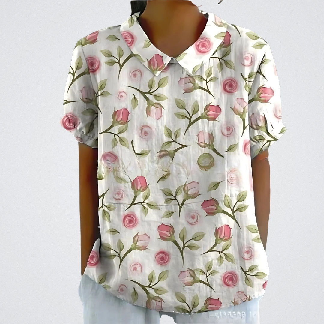 Maureen™ | Blusa floreale in lino