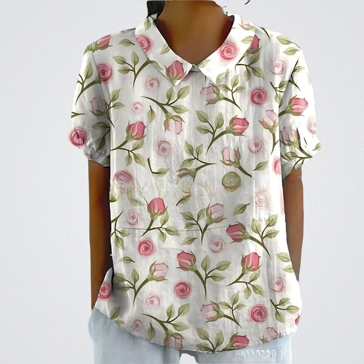 Maureen™ | Blusa floreale in lino