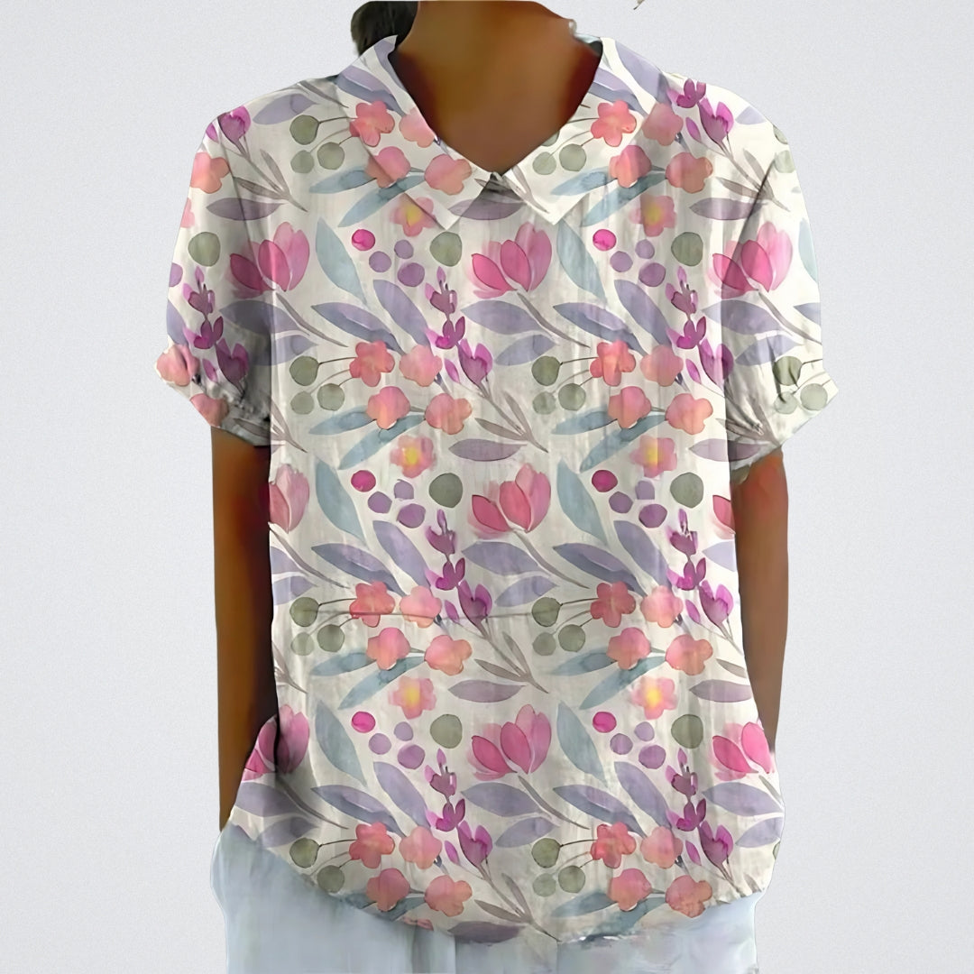 Maureen™ | Blusa floreale in lino