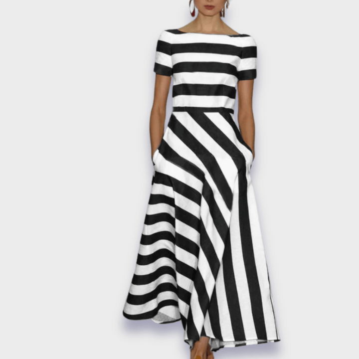 Elvira™ | Vestito lungo artigianale a righe in cotone premium