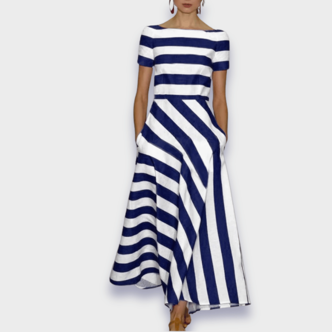Elvira™ | Vestito lungo artigianale a righe in cotone premium