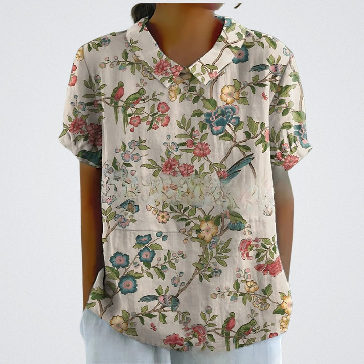 Maureen™ | Blusa floreale in lino