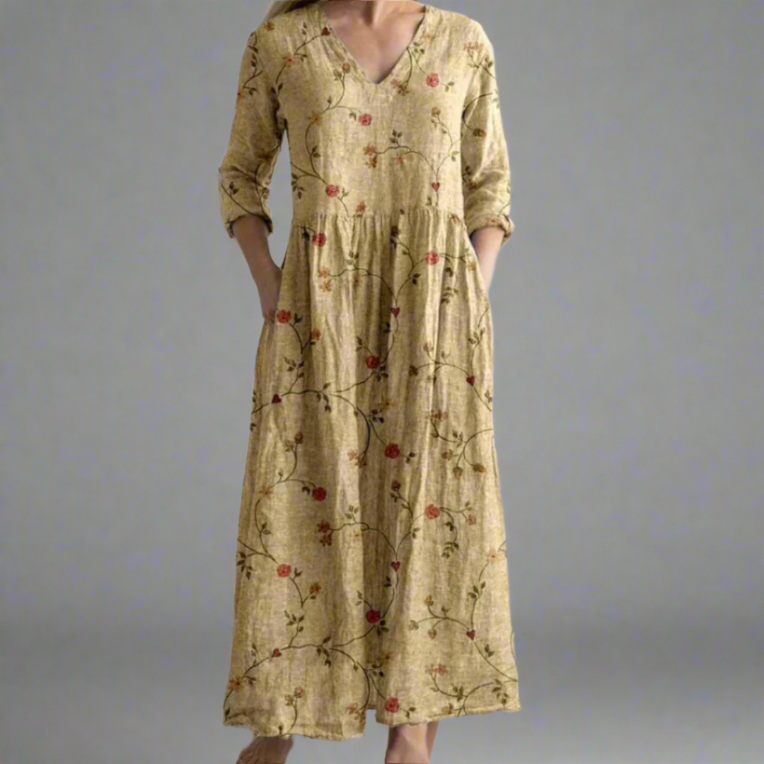 Fiona™ | Abito floreale lino-cotone