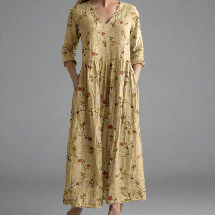 Fiona™ | Abito floreale lino-cotone