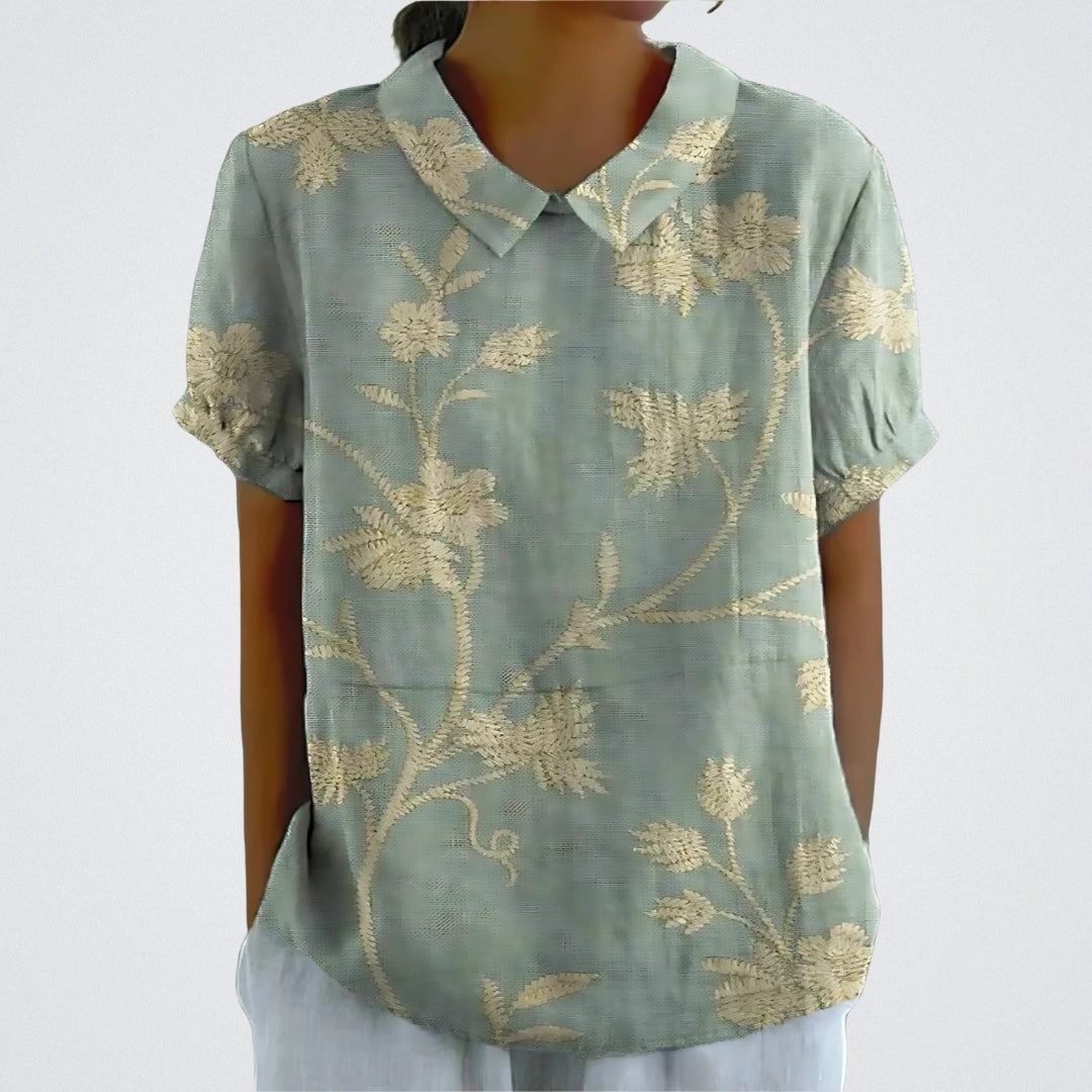 Maureen™ | Blusa floreale in lino