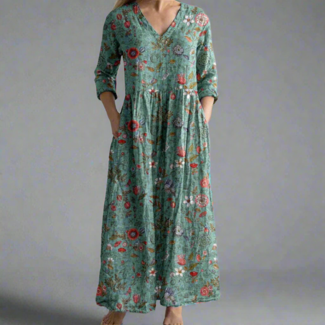 Fiona™ | Abito floreale lino-cotone