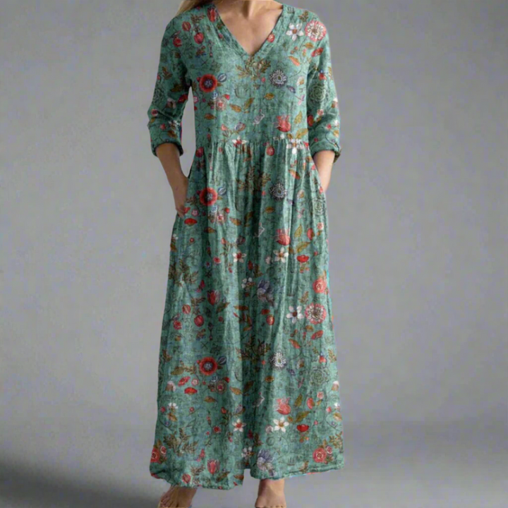 Fiona™ | Abito floreale lino-cotone