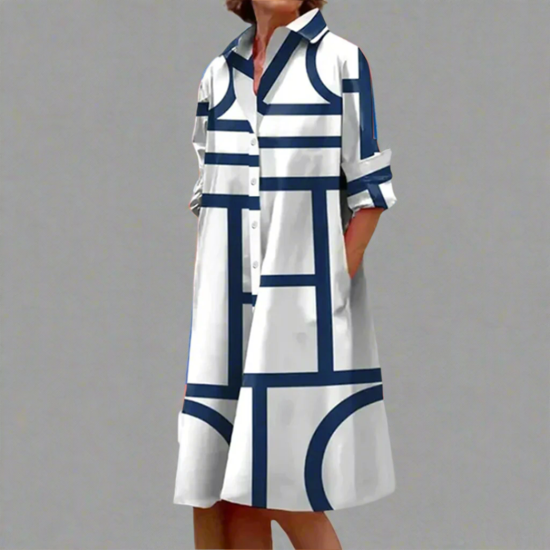 Helena™ | Abito midi a motivi geometrici