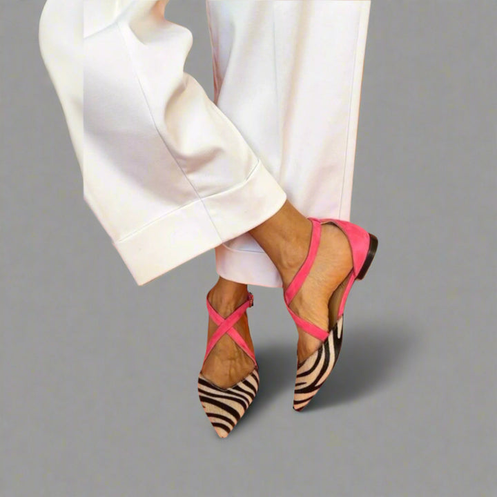 Zarella™ | Ballerine zebra rosa vivaci