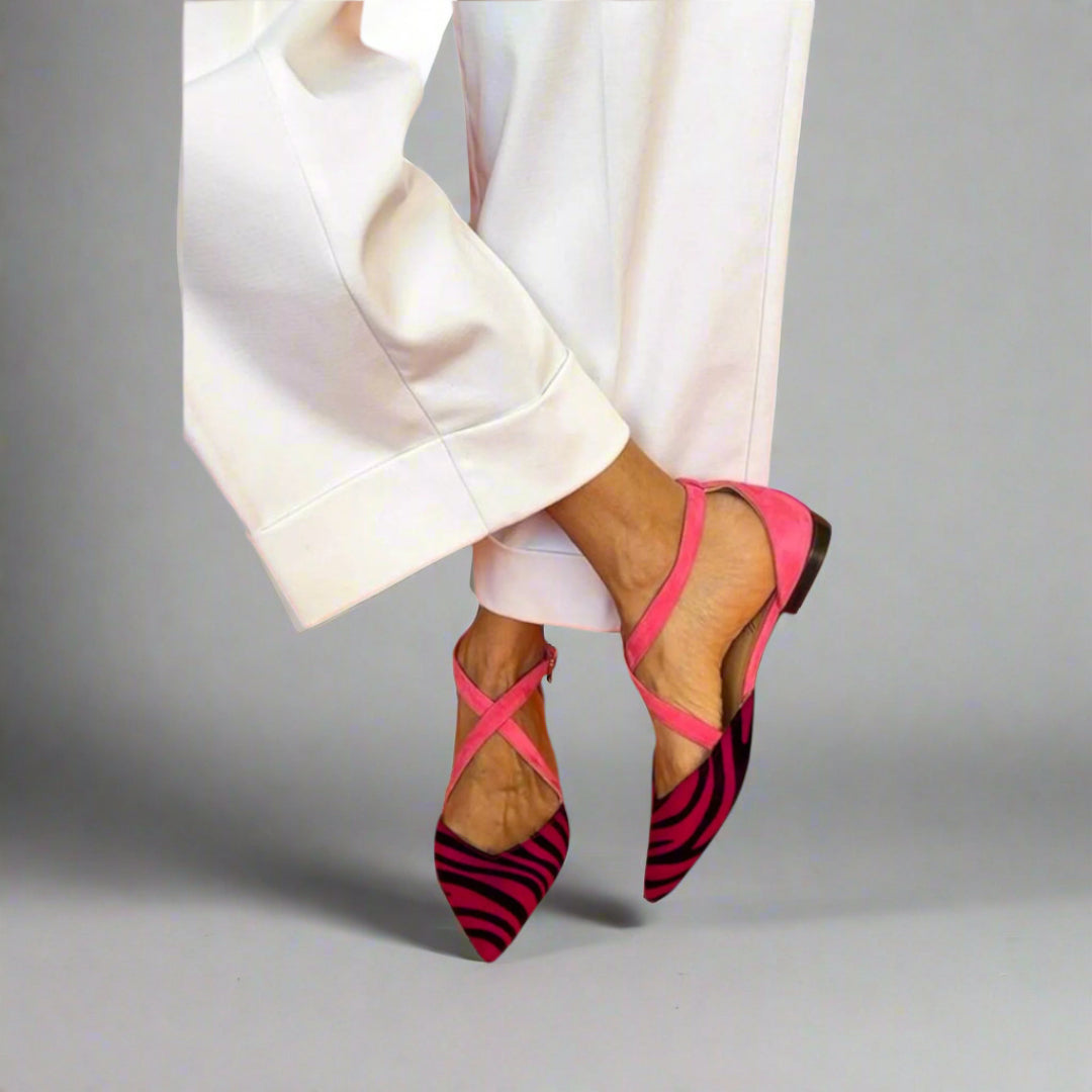 Zarella™ | Ballerine zebra rosa vivaci
