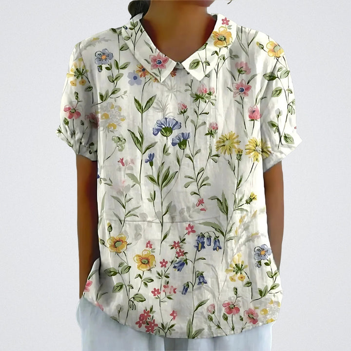 Maureen™ | Blusa floreale in lino