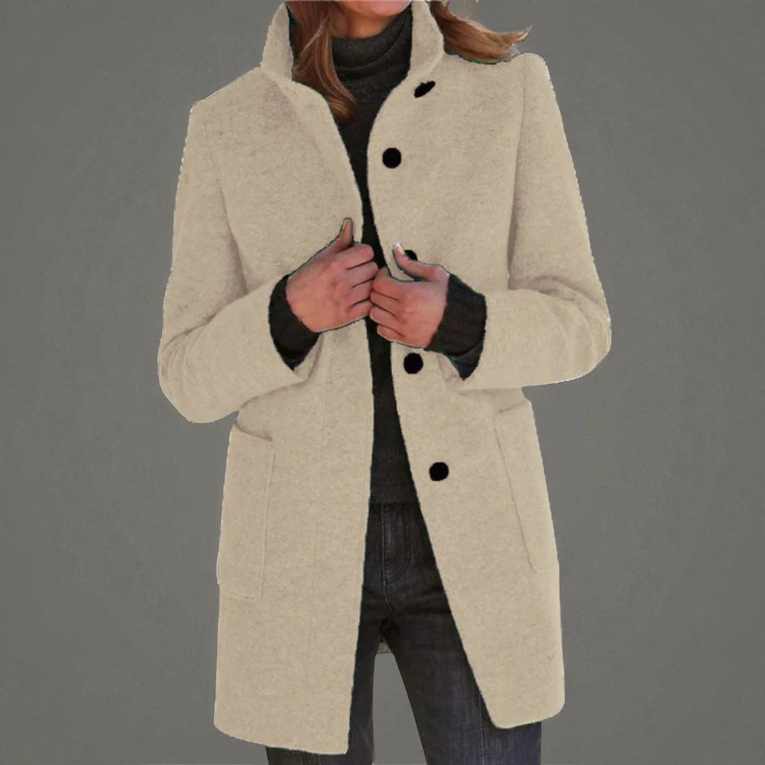 Vintora™ – Giacca a vento retro donna con bottoni e colletto alto