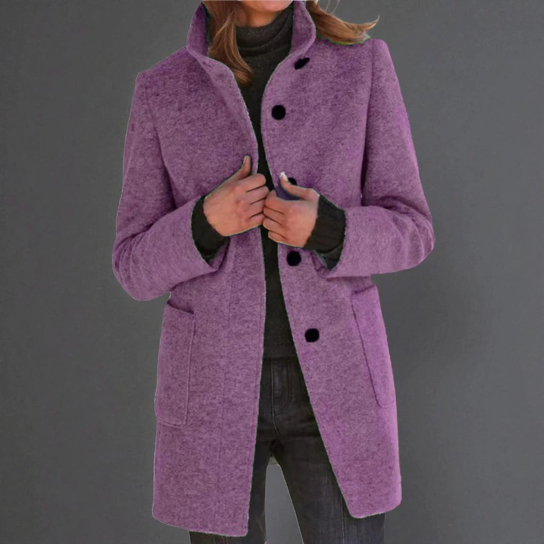 Vintora™ – Giacca a vento retro donna con bottoni e colletto alto