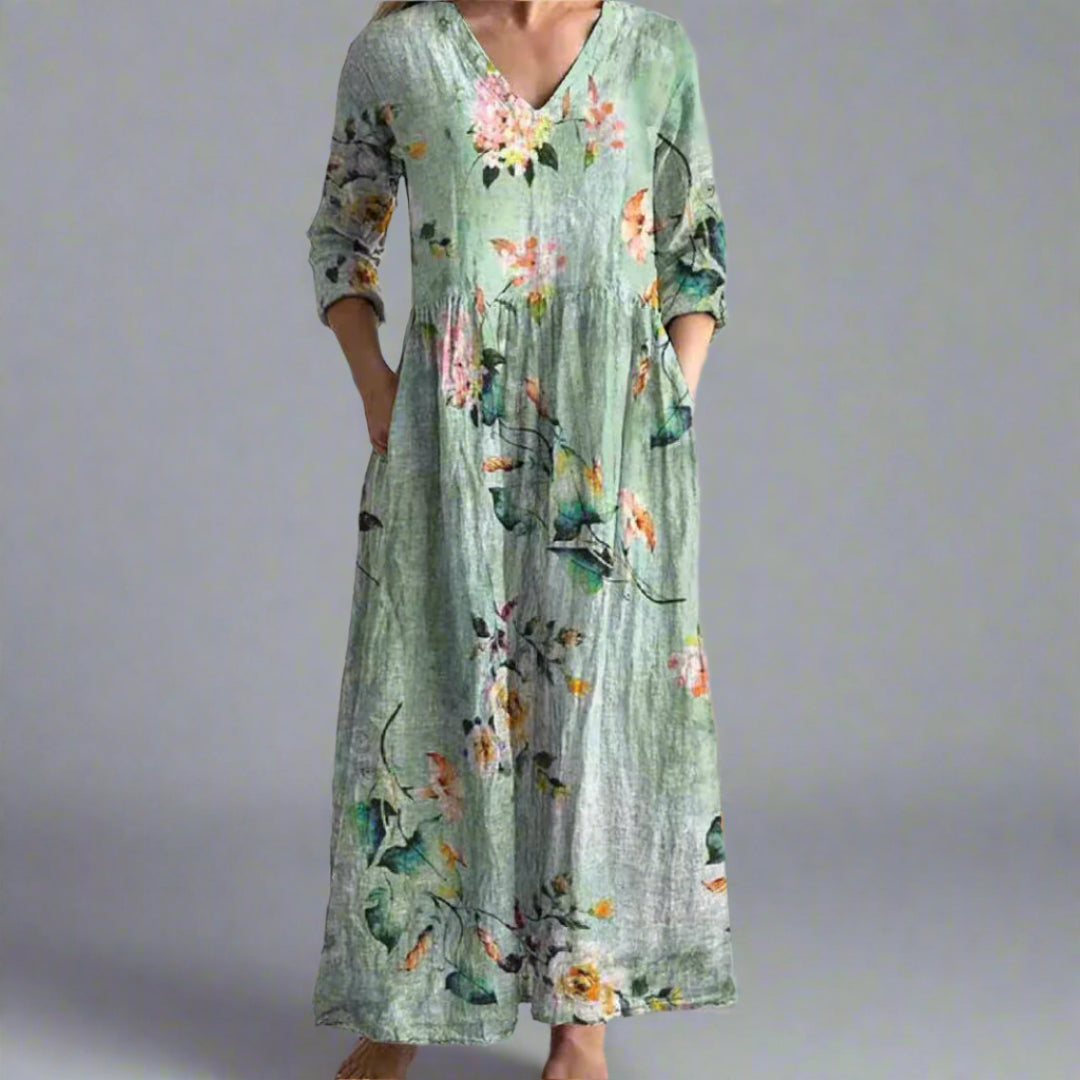 Fiona™ | Abito floreale lino-cotone