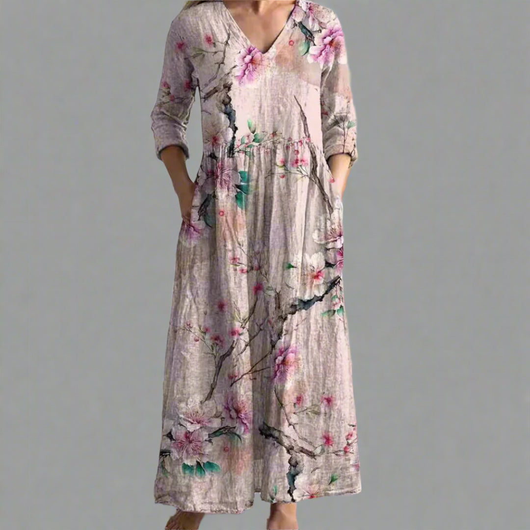 Fiona™ | Abito floreale lino-cotone