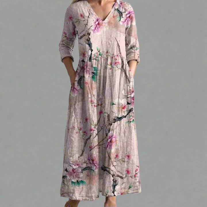 Fiona™ | Abito floreale lino-cotone
