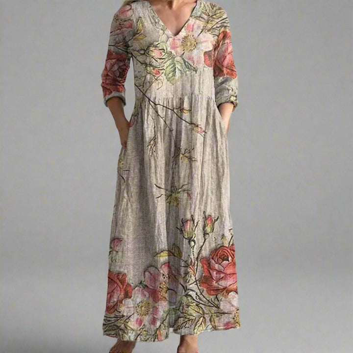 Fiona™ | Abito floreale lino-cotone