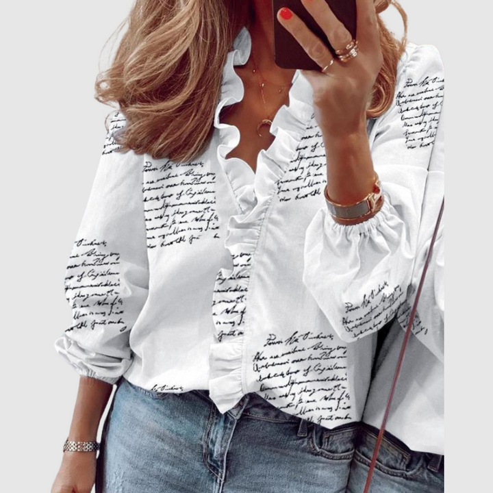 Milena™ | Blusa con rouches e scollo a V
