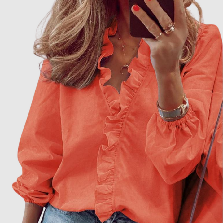 Milena™ | Blusa con rouches e scollo a V