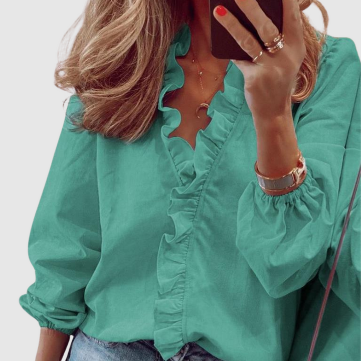 Milena™ | Blusa con rouches e scollo a V