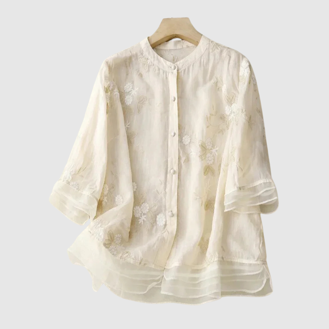 Emanuela™ | Blusa in lino ricamata