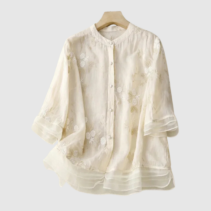 Emanuela™ | Blusa in lino ricamata