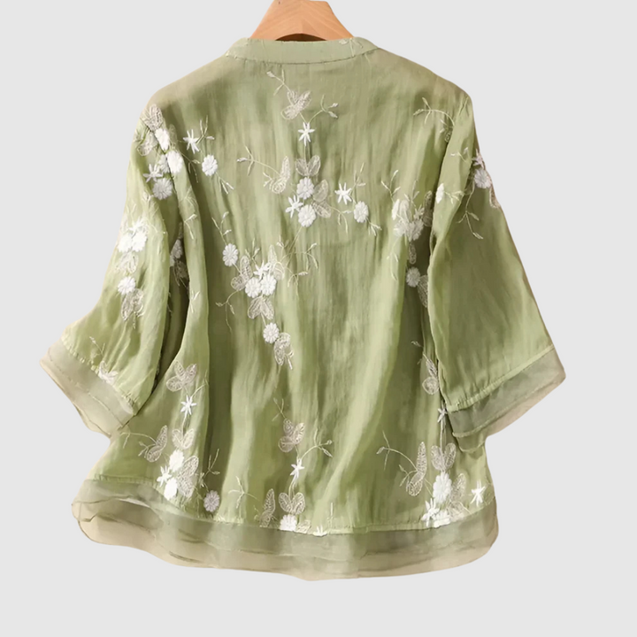 Emanuela™ | Blusa in lino ricamata