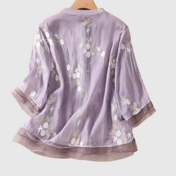 Emanuela™ | Blusa in lino ricamata