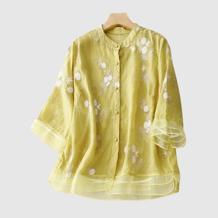 Emanuela™ | Blusa in lino ricamata