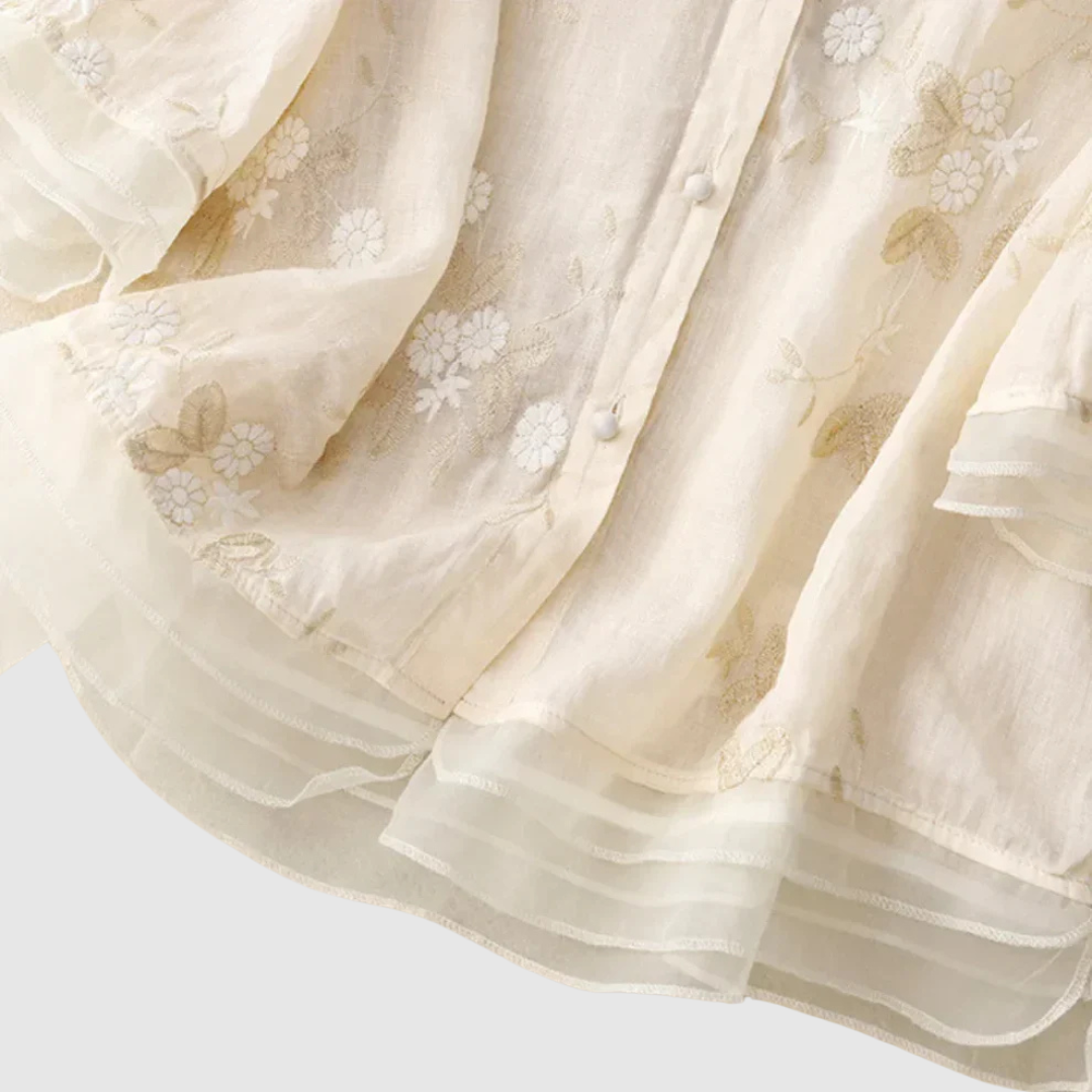Emanuela™ | Blusa in lino ricamata