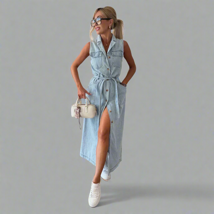 Fernanda™ | Maxi abito jeans elegante