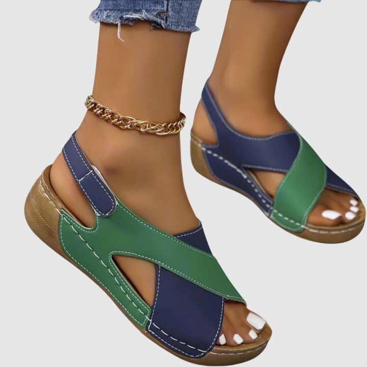 Hildegard™ | Sandali bicolore in pelle