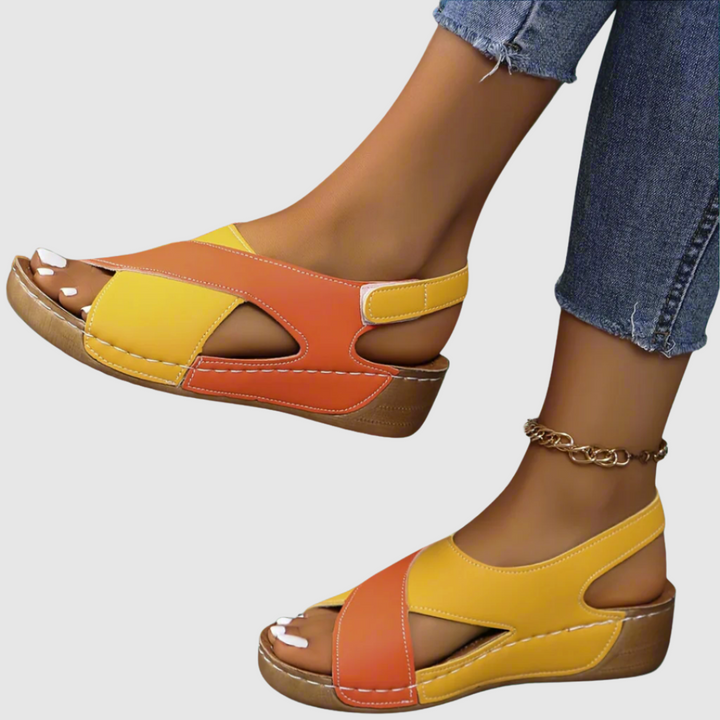 Hildegard™ | Sandali bicolore in pelle