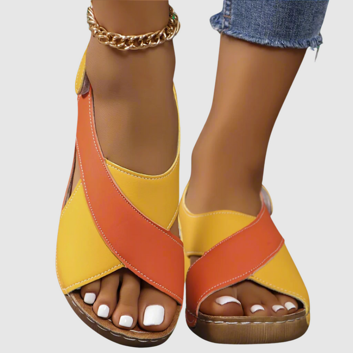Hildegard™ | Sandali bicolore in pelle