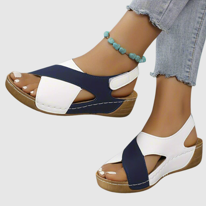 Hildegard™ | Sandali bicolore in pelle