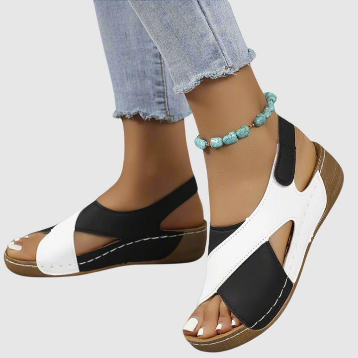 Hildegard™ | Sandali bicolore in pelle
