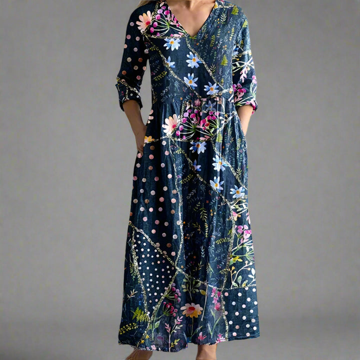 Fiona™ | Abito floreale lino-cotone