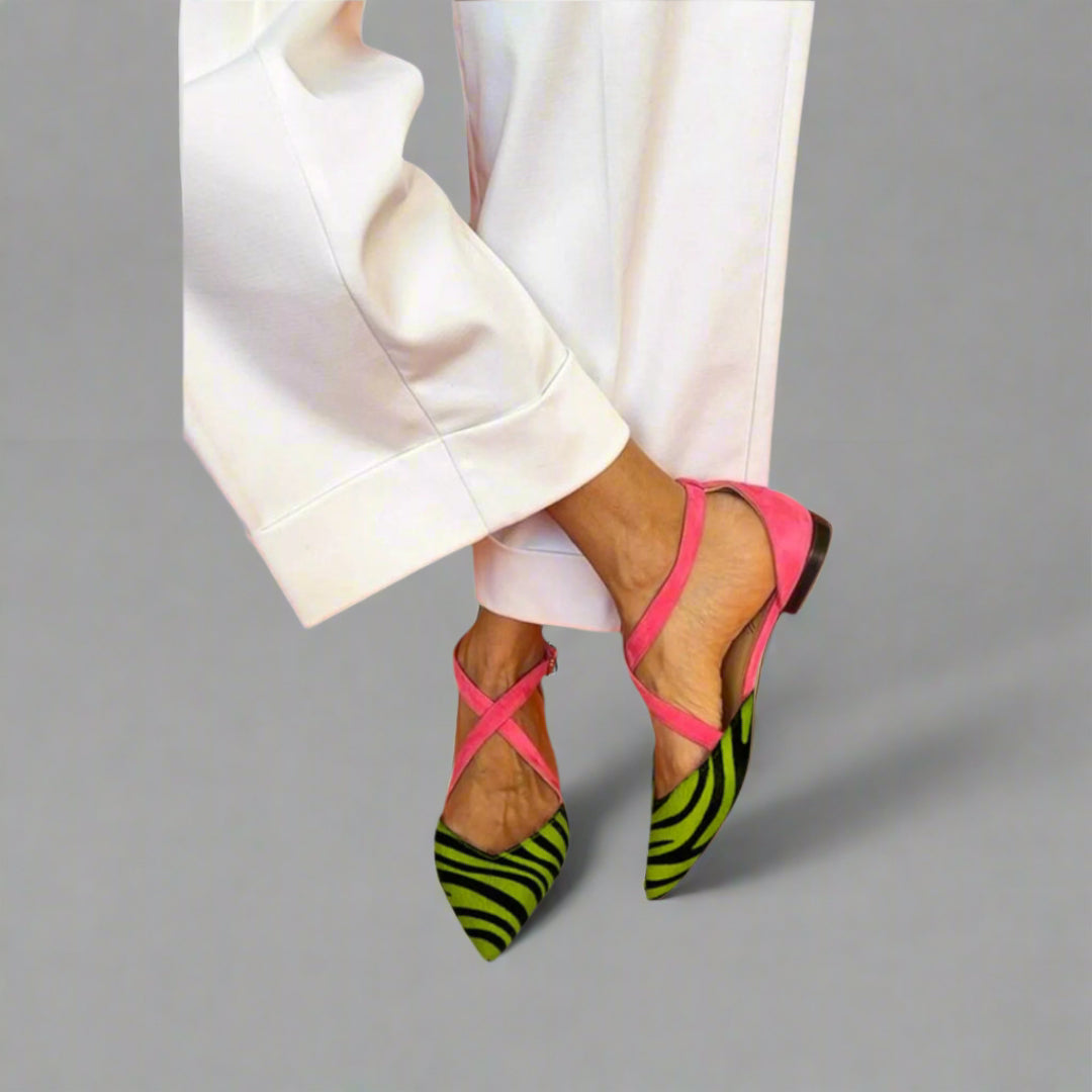 Zarella™ | Ballerine zebra rosa vivaci