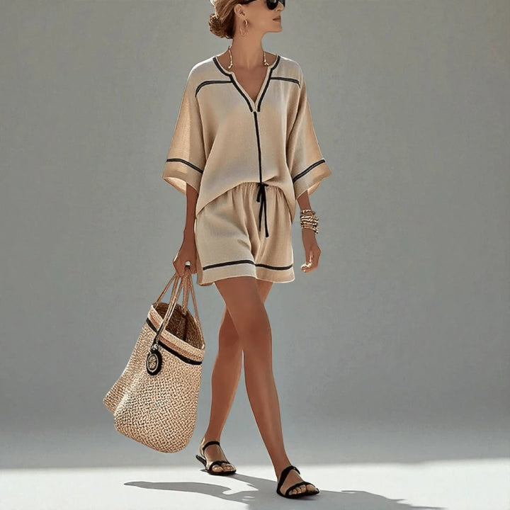 Giada™ | Set Camicia & Pantaloni Corti a Righe
