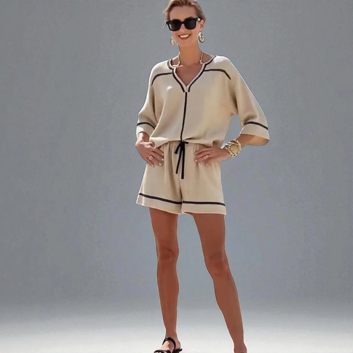 Giada™ | Set Camicia & Pantaloni Corti a Righe