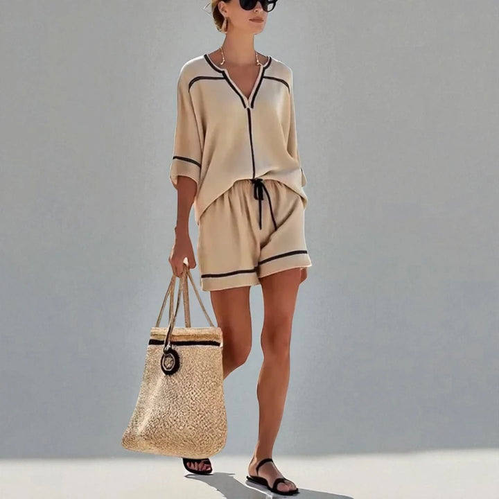 Giada™ | Set Camicia & Pantaloni Corti a Righe