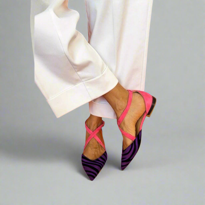 Zarella™ | Ballerine zebra rosa vivaci