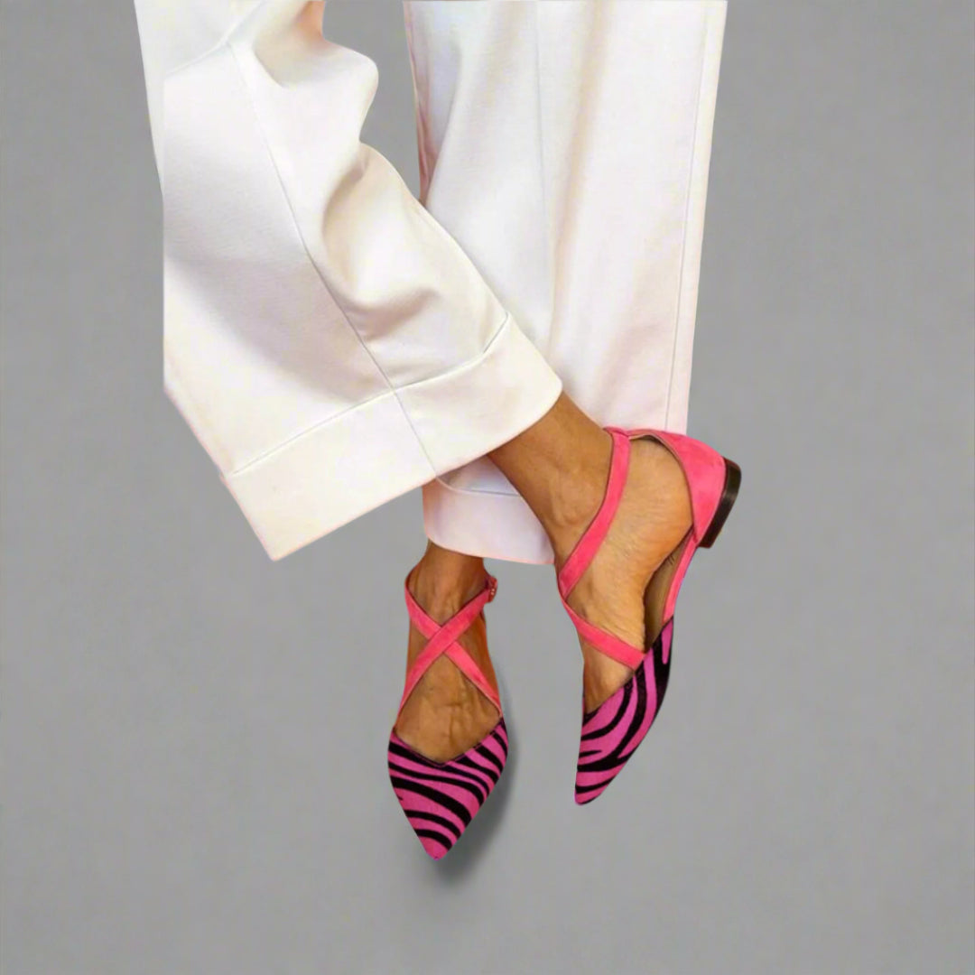 Zarella™ | Ballerine zebra rosa vivaci